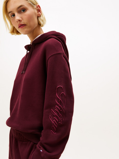 Κόκκινο Hoody Με Κεντητό Λογότυπο Και Κορδόνι  Γυναίκες