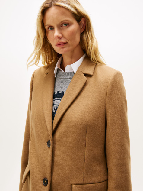 Brown Single Breasted Coat With Cashmere  Women