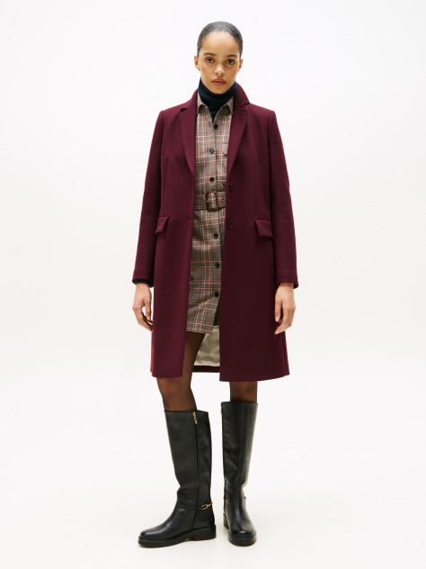 Red Single Breasted Coat With Cashmere  Women