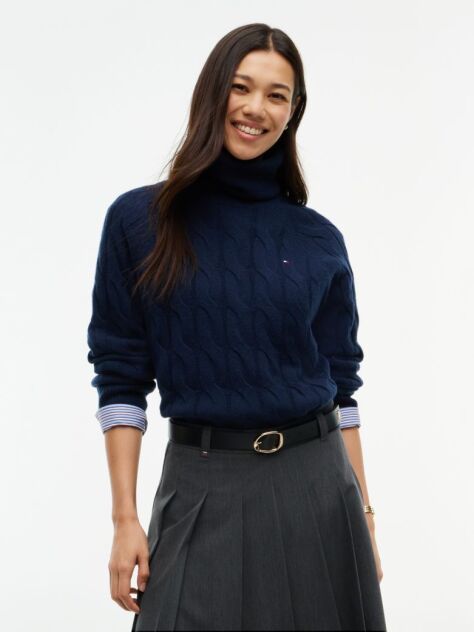 Blue Cable Knit Soft Wool Relaxed Jumper  Women