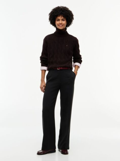 Brown Cable Knit Soft Wool Relaxed Jumper  Women