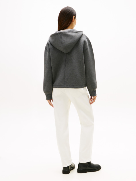 Grey Logo Embroidery Zip-Thru Hoody  Women