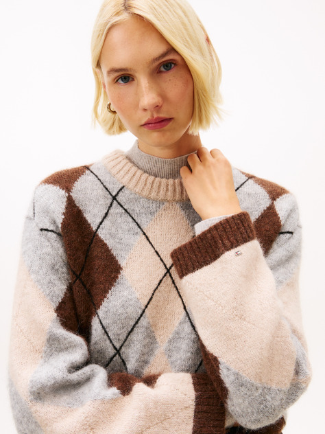 Multi Argyle Alpaca Blend Oversized Jumper  Women