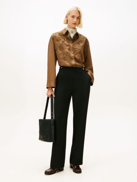Black Pressed Crease Straight Leg Trousers  Women
