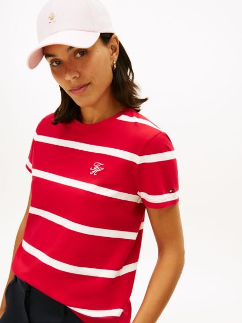 Multi Logo Embroidery Jersey Crew Neck T-Shirt  Women