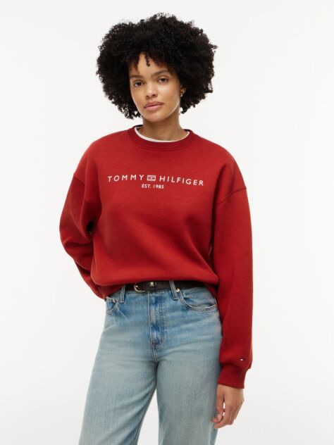 Red Logo Relaxed Fleece Sweatshirt  Women