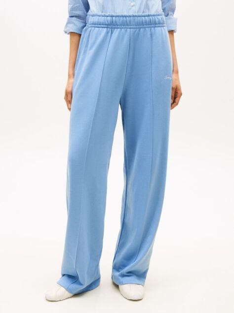 Blue Logo Embroidery Wide Leg Joggers  Women