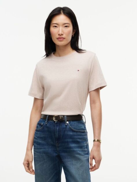 Beige Interlock Knit Boxy T-Shirt  Women