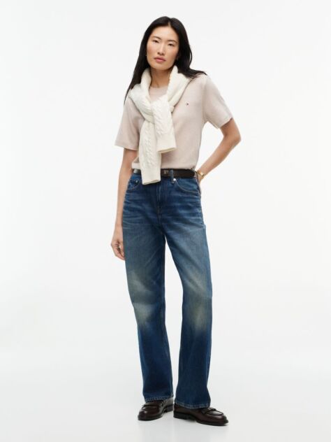 Beige Interlock Knit Boxy T-Shirt  Women
