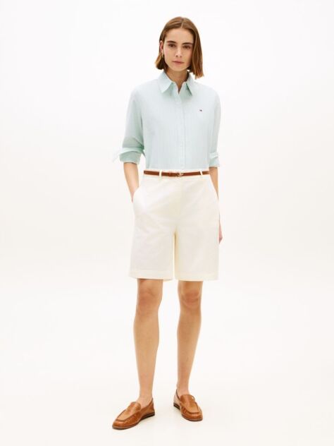 Beige Washed Regular Chino Bermuda Shorts  Women