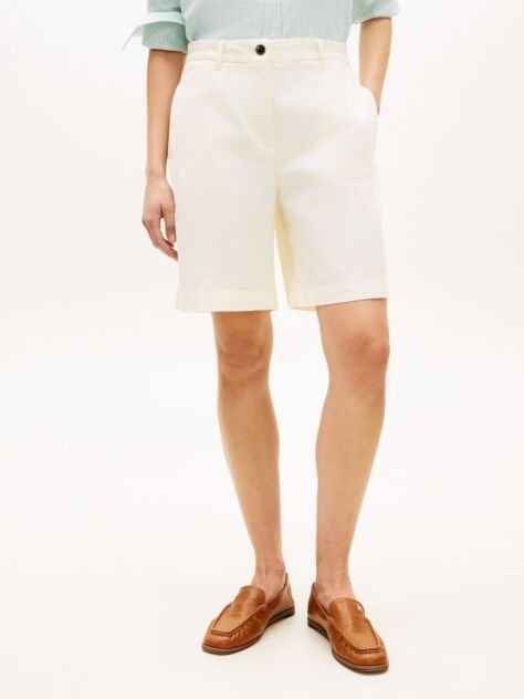 Beige Washed Regular Chino Bermuda Shorts  Women