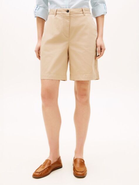 Beige Washed Regular Chino Bermuda Shorts  Women