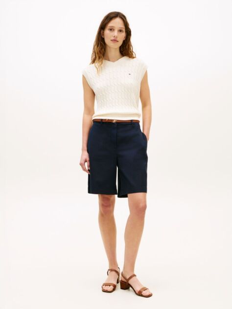 Blue Washed Regular Chino Bermuda Shorts  Women