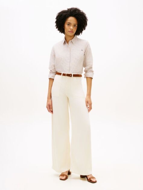 Beige 70s High Rise Wide Leg Jeans  Women