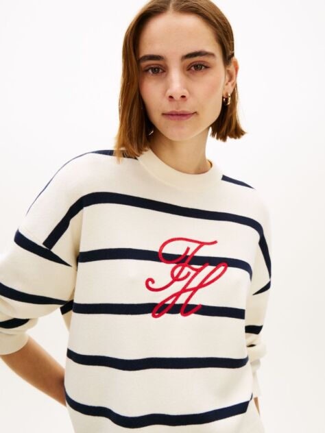 Multi Premium Knit Logo Embroidery Relaxed Jumper  Women