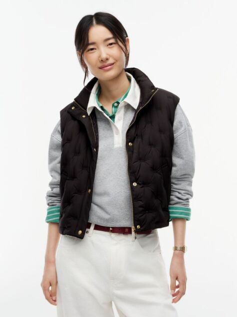 Black Flag Down Lightweight Quilted Gilet  Women
