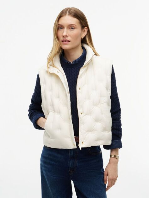 Beige Flag Down Lightweight Quilted Gilet  Women