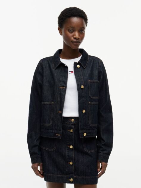 Blue Gold-Tone Button Denim Jacket  Women