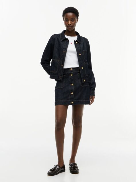 Blue Gold-Tone Button Denim Jacket  Women
