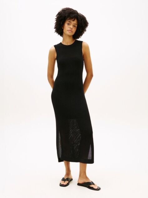 Black Crochet Maxi Tank Top Dress  Women