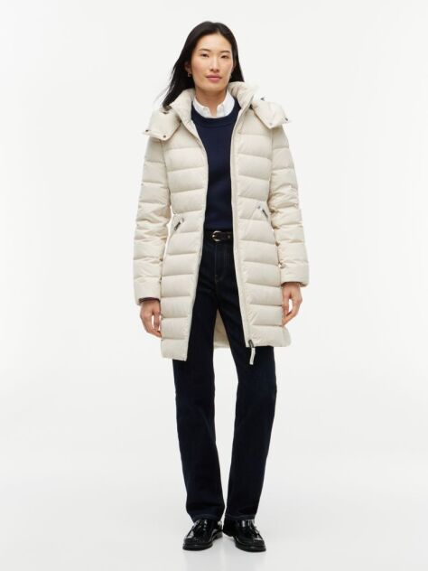 Beige Slim Down Hooded Coat  Women