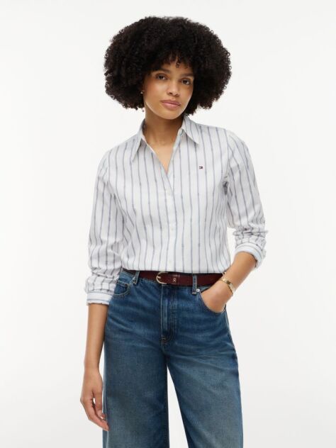 Multi Regular Fit Flag Embroidery Poplin Shirt  Women