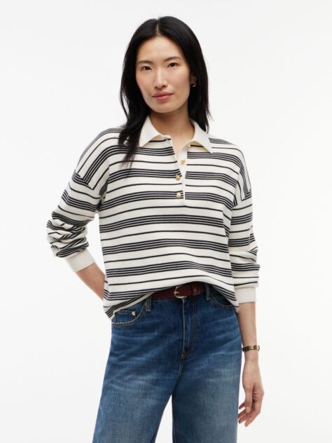 Multi Premium Knit Gold-Tone Button Polo Jumper  Women