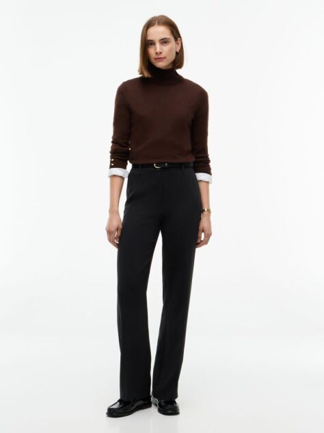 Brown Pure Wool Slim Turtleneck Jumper  Women