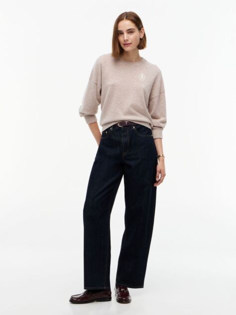 Beige Pure Cashmere Relaxed Crew Neck Jumper  Women