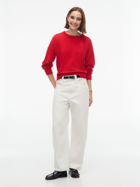 Red Pure Cashmere Relaxed Crew Neck Jumper  Women