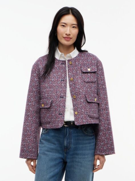 Multi Double-Faced Wool Blend Jacquard Slim Jacket  Women