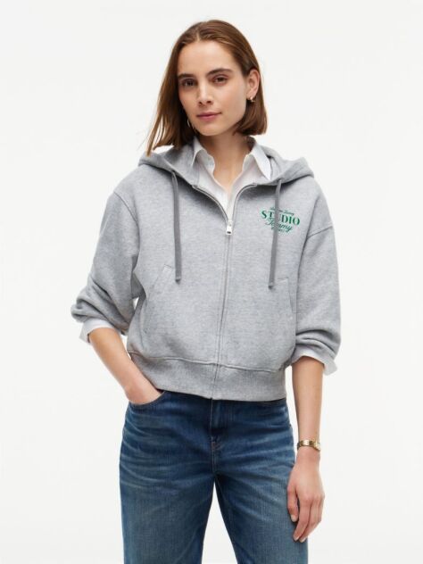 Grey Logo Zip-Thru Oversized Hoody  Women