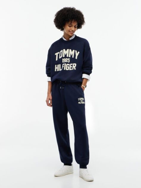 Μπλε Oversized Φούτερ Με Varsity Λογότυπο   Γυναίκες