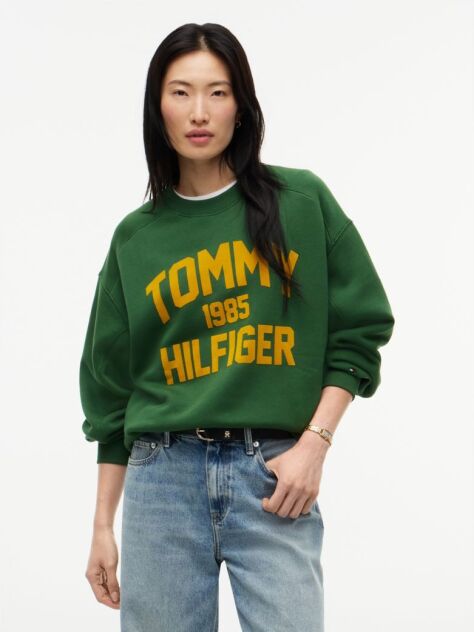 Πράσινο Oversized Φούτερ Με Varsity Λογότυπο   Γυναίκες