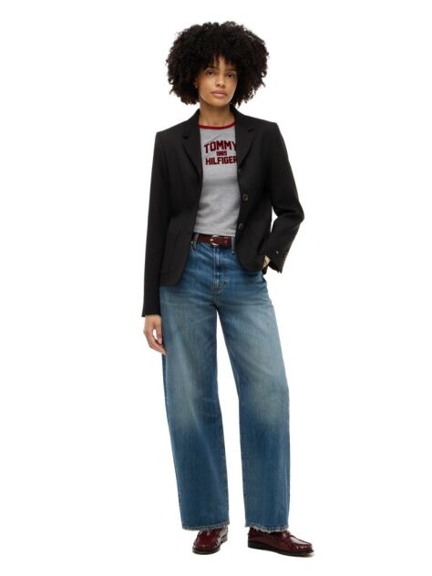 Black Timeless Wool Blend Single Breasted Blazer  Women