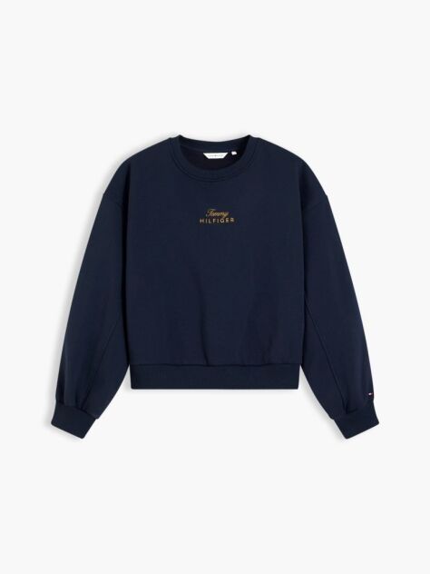 Blue Logo Embroidery Relaxed Fleece Jumper  Women