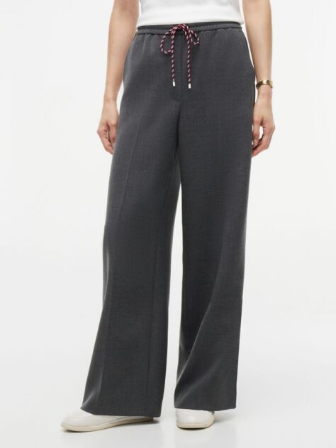 Grey Global Stripe Drawstring Wide Leg Trousers  Women