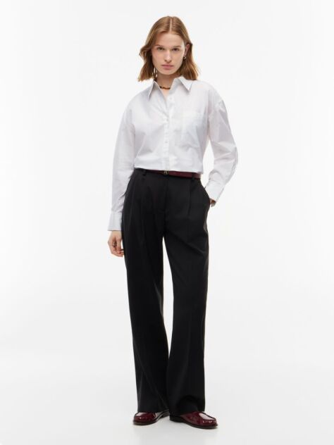 White Relaxed Fit Double Cuff Poplin Shirt  Women