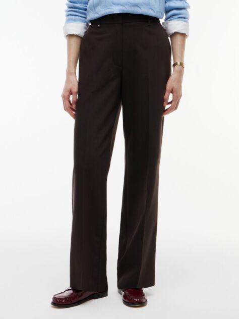 Brown Straight Leg Twill Trousers  Women