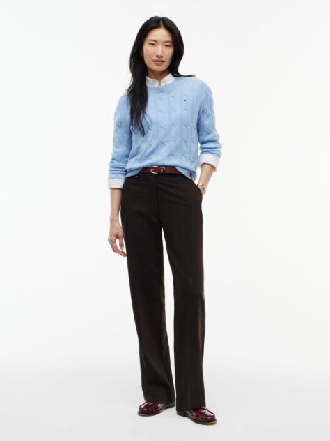 Brown Straight Leg Twill Trousers  Women