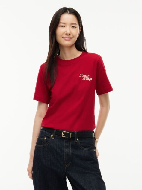 Red Logo Jersey Crew Neck T-Shirt  Women