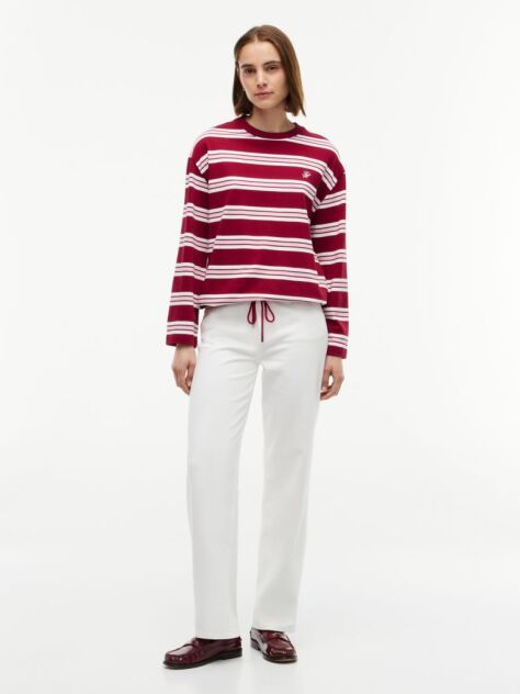 Multi Rugby Stripe Drawstring Long Sleeve T-Shirt  Women