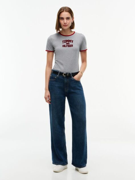 Γκρι Slim T-Shirt Με Varsity Λογότυπο  Γυναίκες
