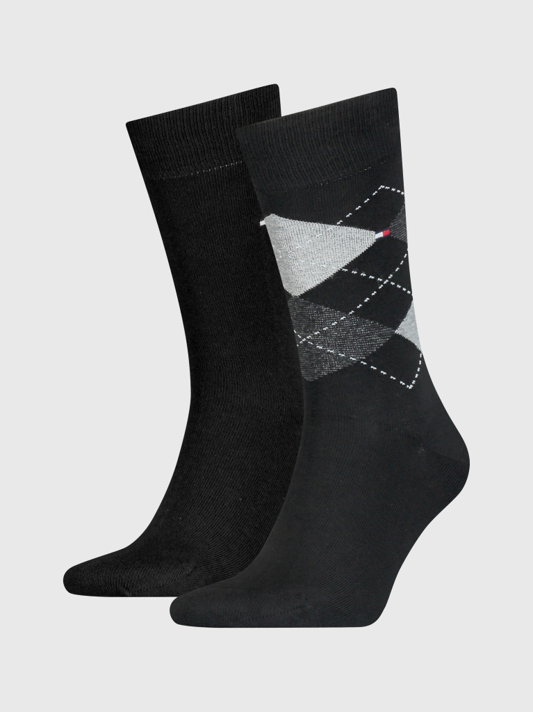 Black 2-Pack Check Socks  Men