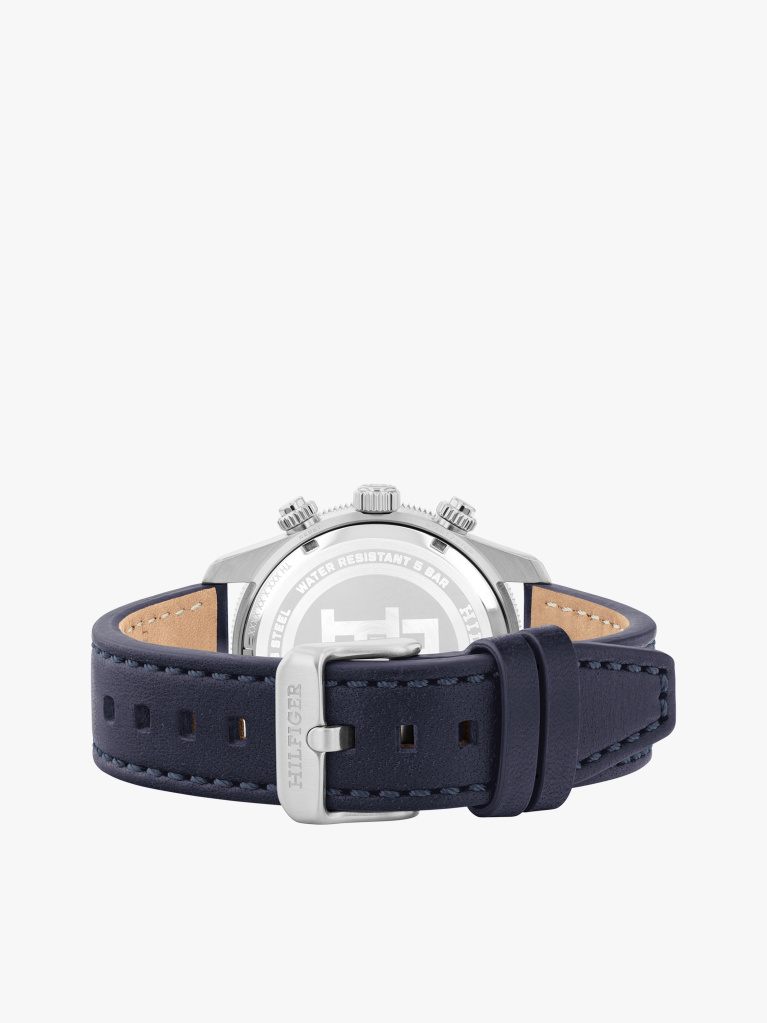 Blue Blue Leather Strap Chronograph Watch  Men