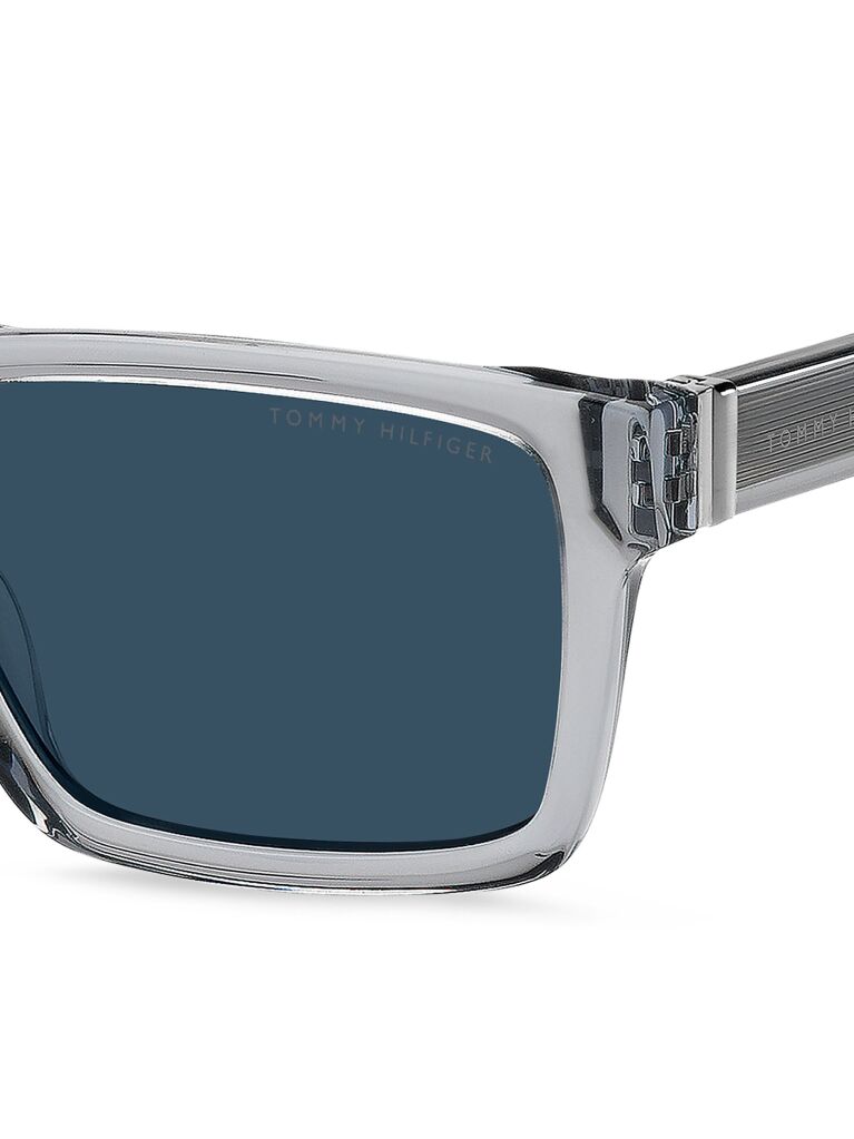 Grey Signature Tip Rectangular Sunglasses  Men