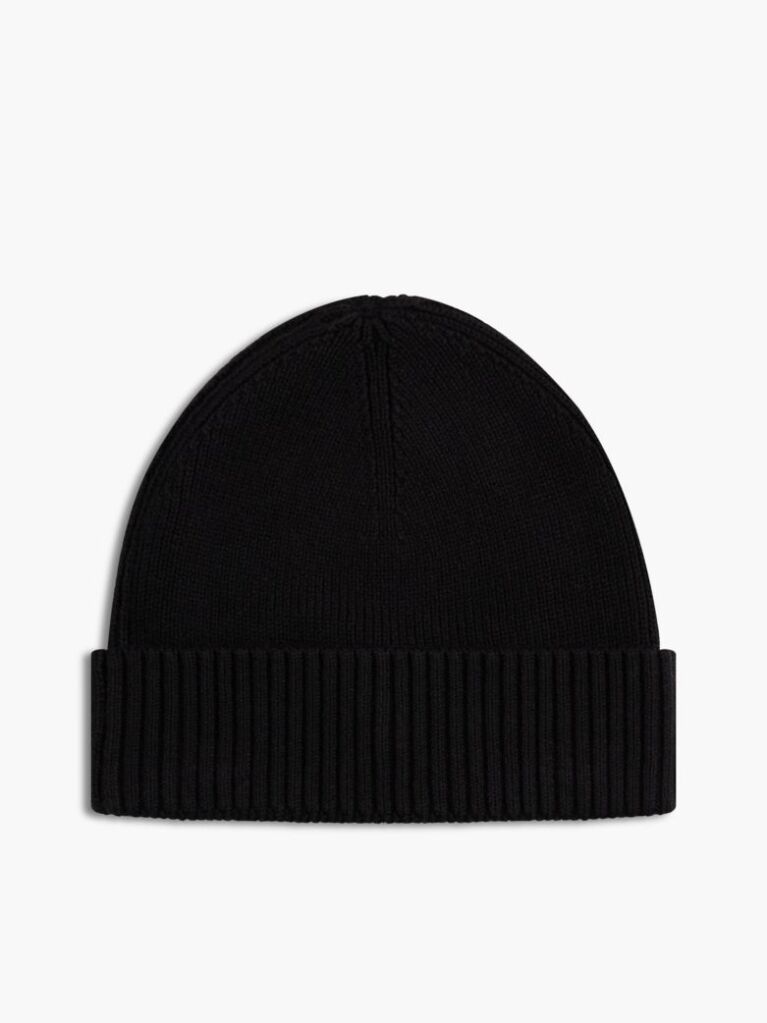 Black Hilfiger Flag Beanie With Cashmere  Men
