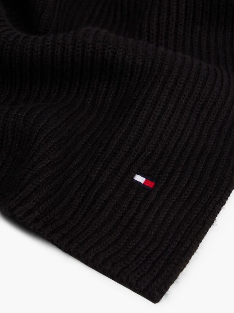 Black Hilfiger Flag Embroidery Scarf with Cashmere  Men