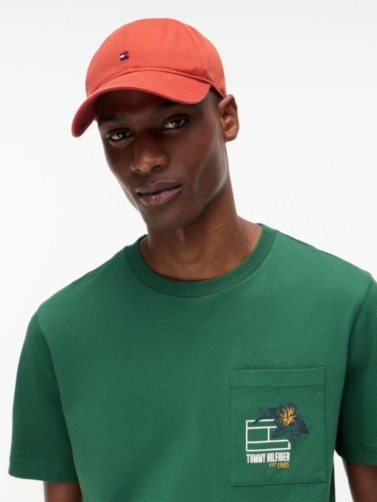 Orange Hilfiger Flag Embroidery Baseball Cap  Men