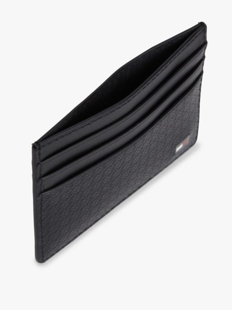 Black Embossed Flag Leather Credit Card Holder  Men